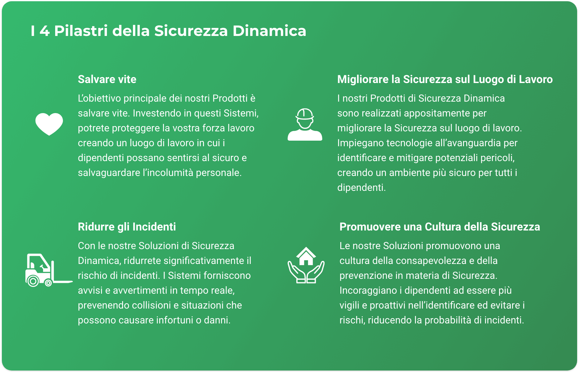 Immagine testuale riguardo ai Pilastri della Sicurezza Dinamica - DynamicSafety by Satech