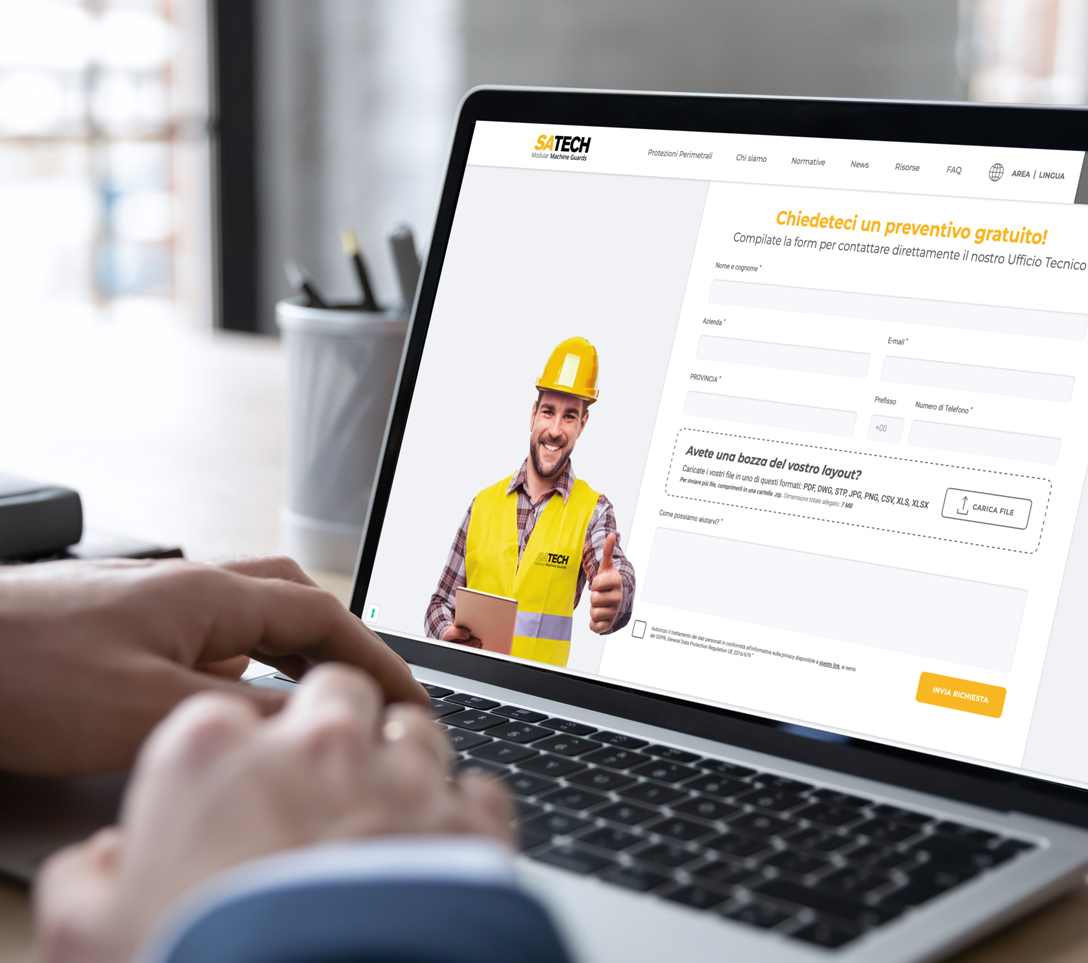 Fotografia della Form di Contatto Rapido del sito www.satech.it: il modo più semplice per chiedere un preventivo gratuito e senza impegno di Protezioni Perimetrali